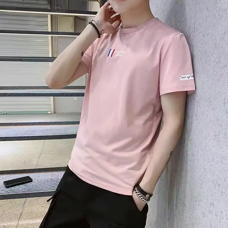 Men White Short Sleeve T-Shirt Loose Fit Summer Wear