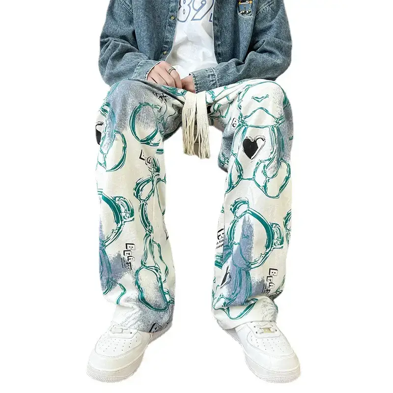 2023 New Heavy New Bear Printed Pants for Men - Image 7