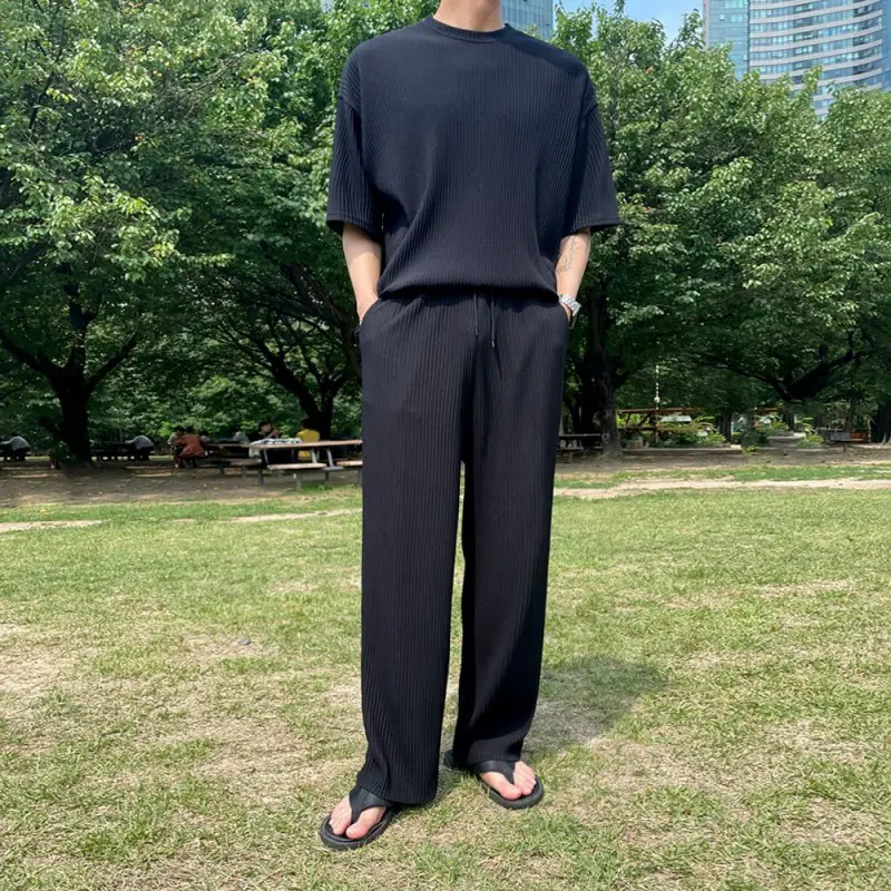 Men Korean Style White Shorts Trousers Set - Image 6