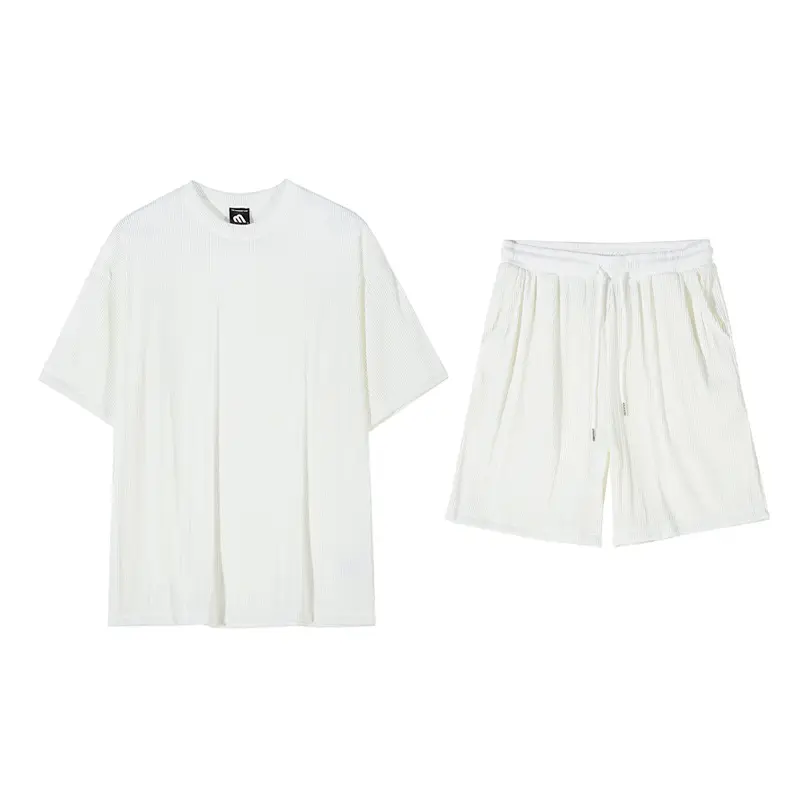 Men Korean Style White Shorts Trousers Set - Image 7