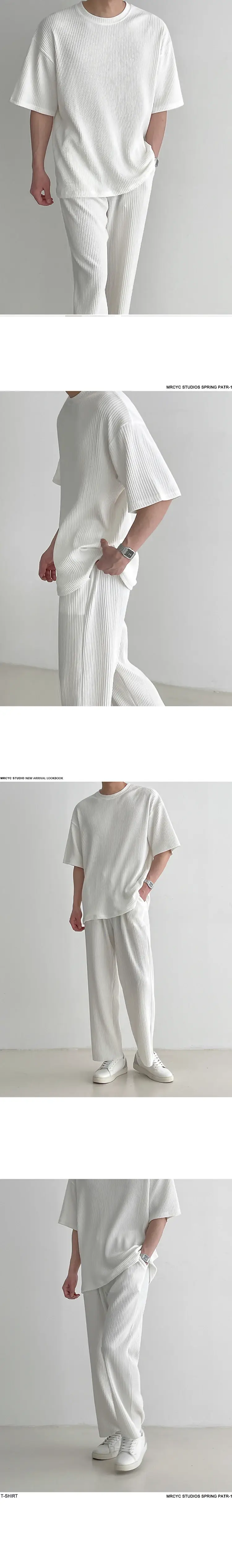 Men Korean Style White Shorts Trousers Set — feature 18