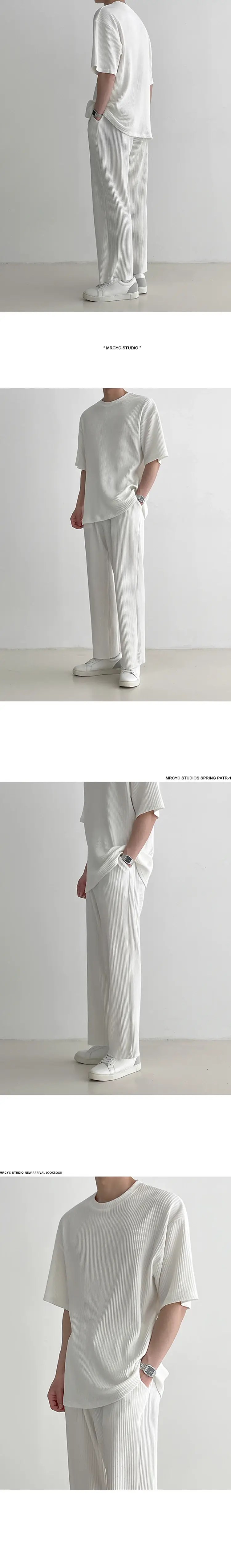 Men Korean Style White Shorts Trousers Set — feature 19