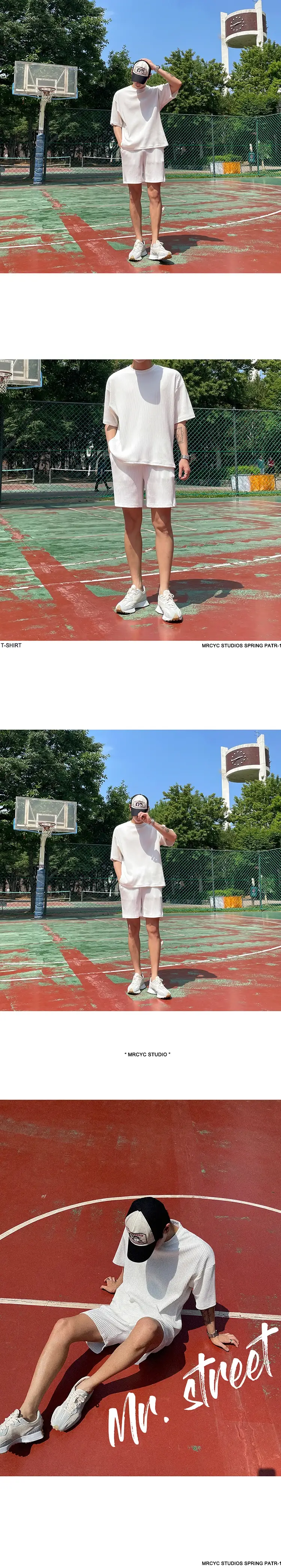 Men Korean Style White Shorts Trousers Set — feature 6