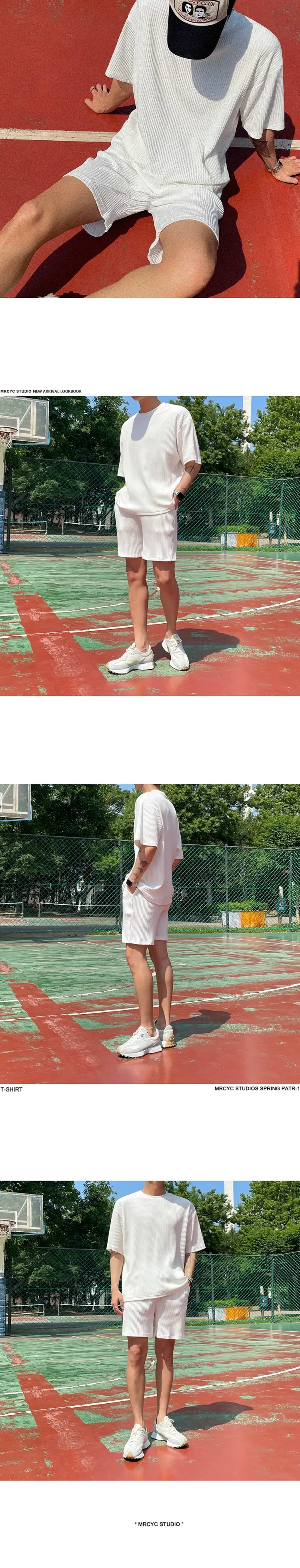 Men Korean Style White Shorts Trousers Set — feature 7