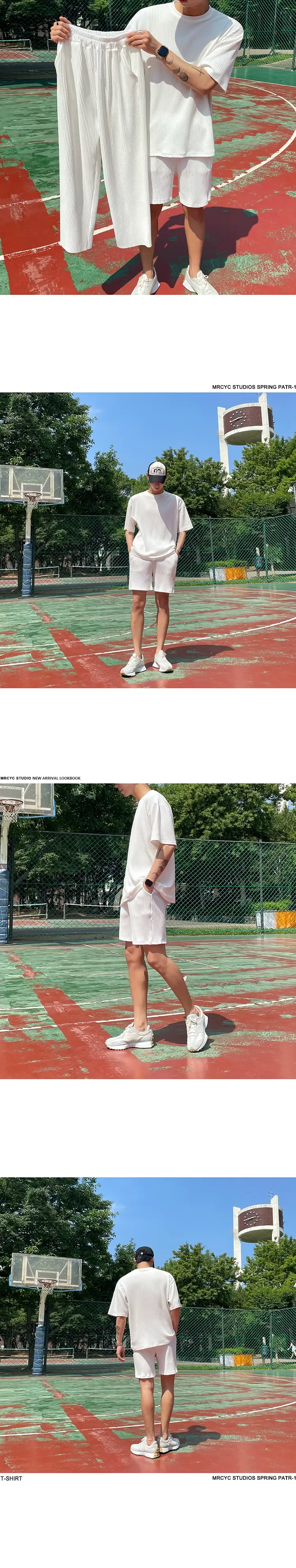 Men Korean Style White Shorts Trousers Set — feature 8