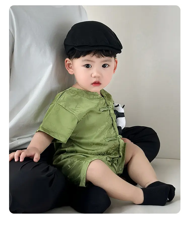 Baby Boy Chinese Style Green Shorts Set — feature 48