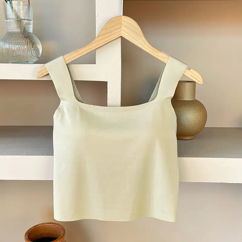 Traceless Wide Back Sling Vest Light Green Women's One-piece Inner Belt