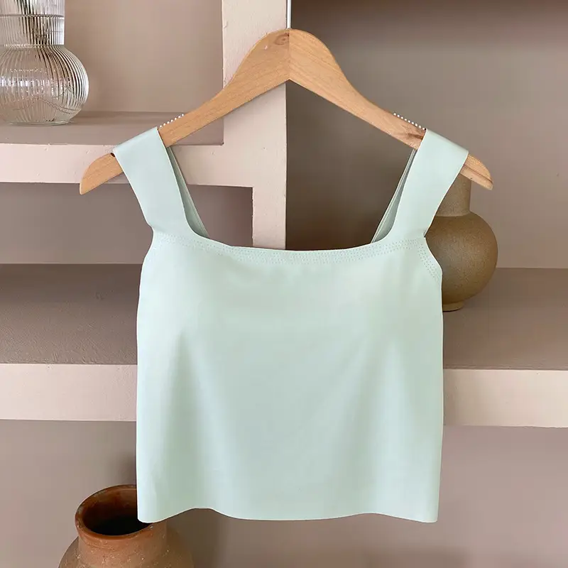 Traceless Wide Back Sling Vest Light Green Women's One-piece Inner Belt
