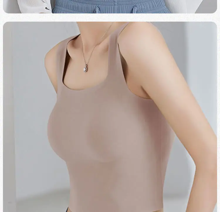 Traceless Wide Back Sling Vest Light Green Women's One-piece Inner Belt — feature 7