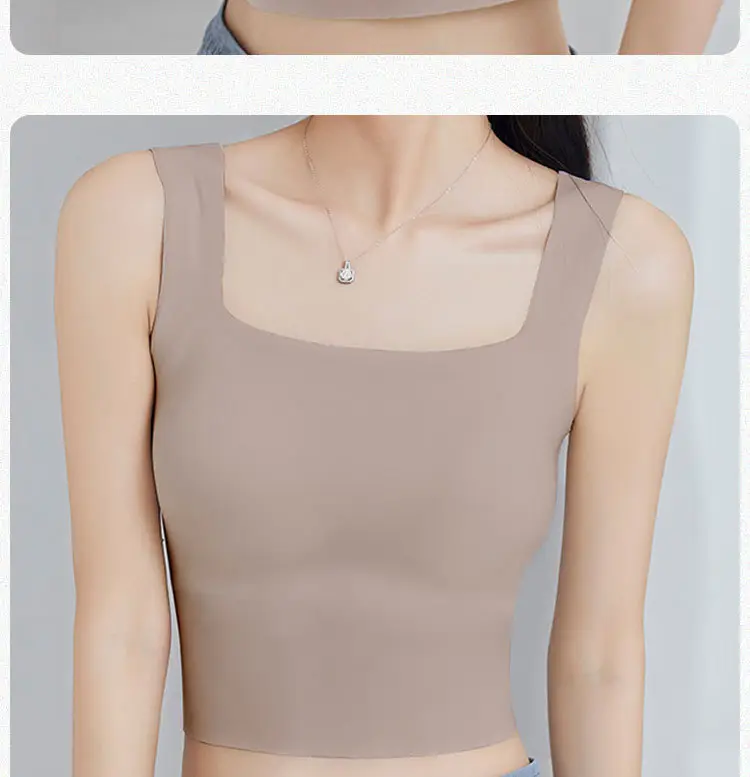 Traceless Wide Back Sling Vest Light Green Women's One-piece Inner Belt — feature 8