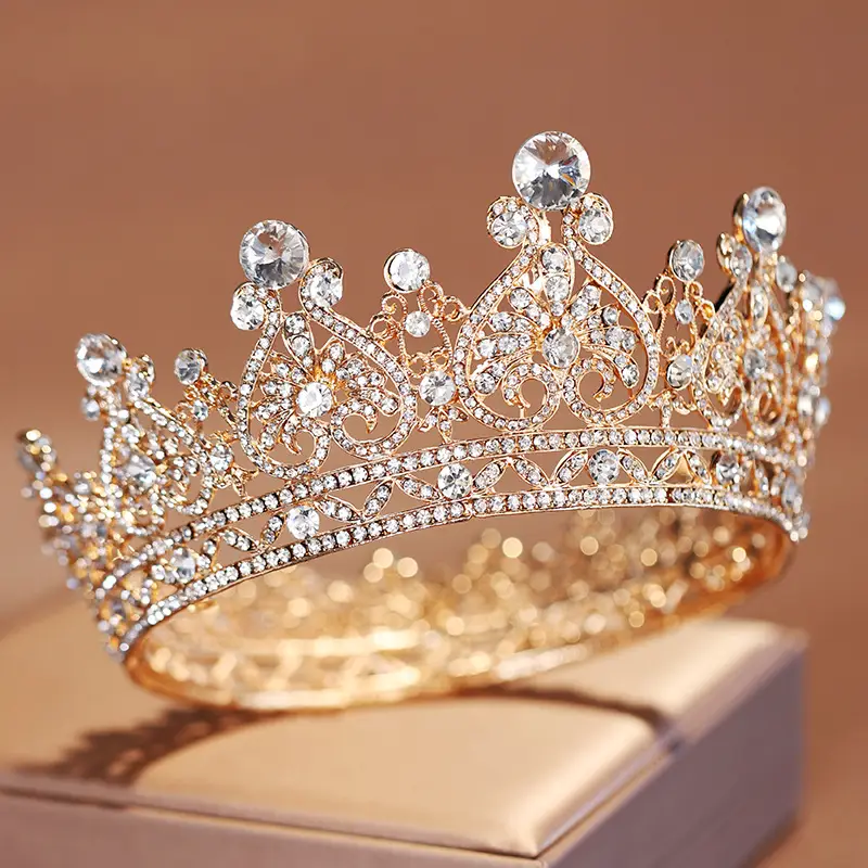 Crown Bride Headdress for Girls 18+ Crystal Gold Wedding Crown - Image 5