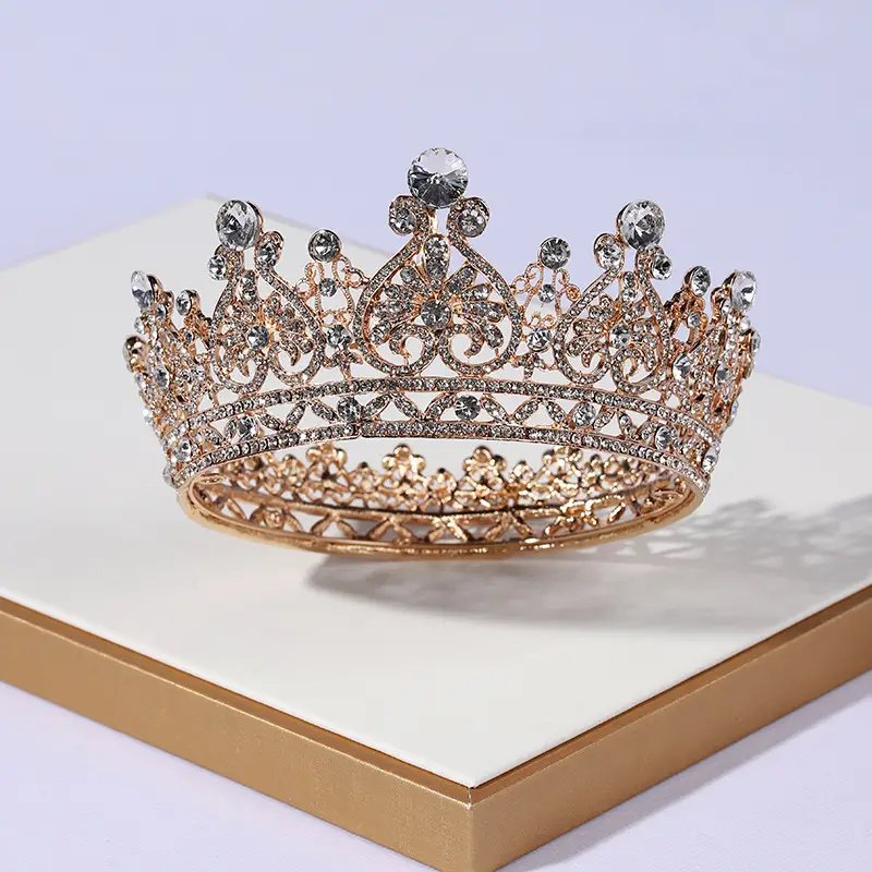 Crown Bride Headdress for Girls 18+ Crystal Gold Wedding Crown - Image 7