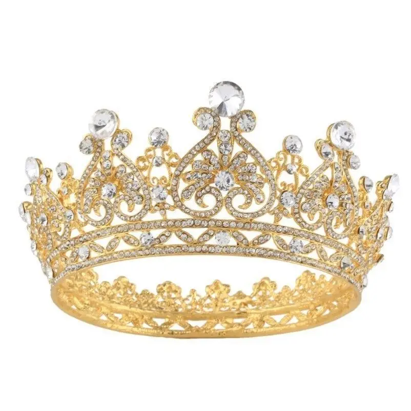 Crown Bride Headdress for Girls 18+ Crystal Gold Wedding Crown - Image 8