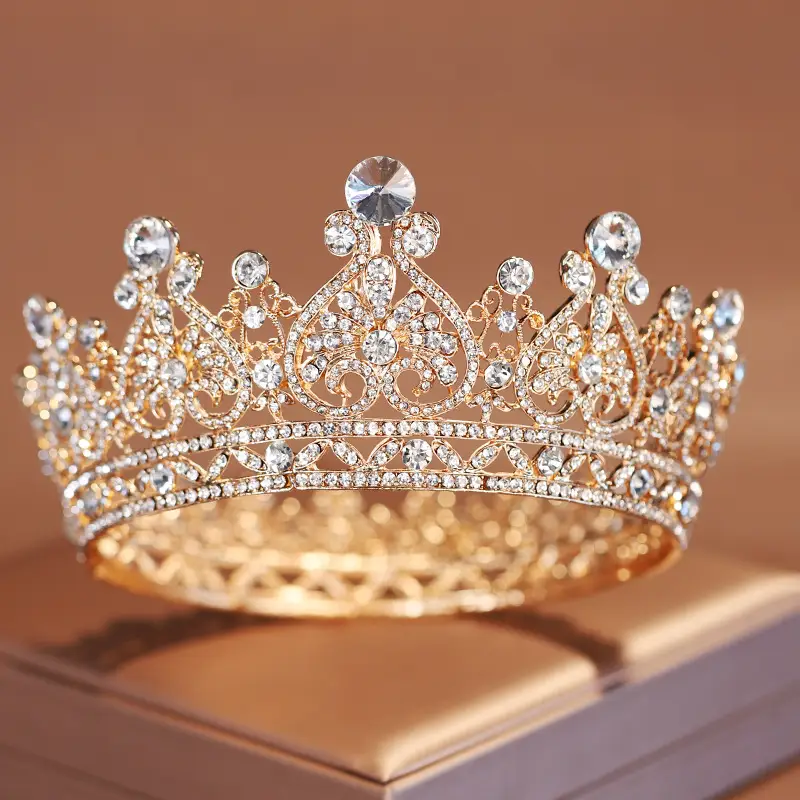 Crown Bride Headdress for Girls 18+ Crystal Gold Wedding Crown — feature 1