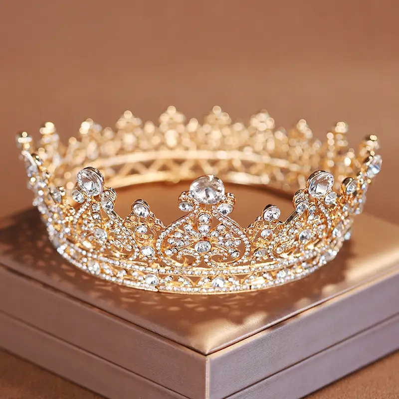 Crown Bride Headdress for Girls 18+ Crystal Gold Wedding Crown — feature 3