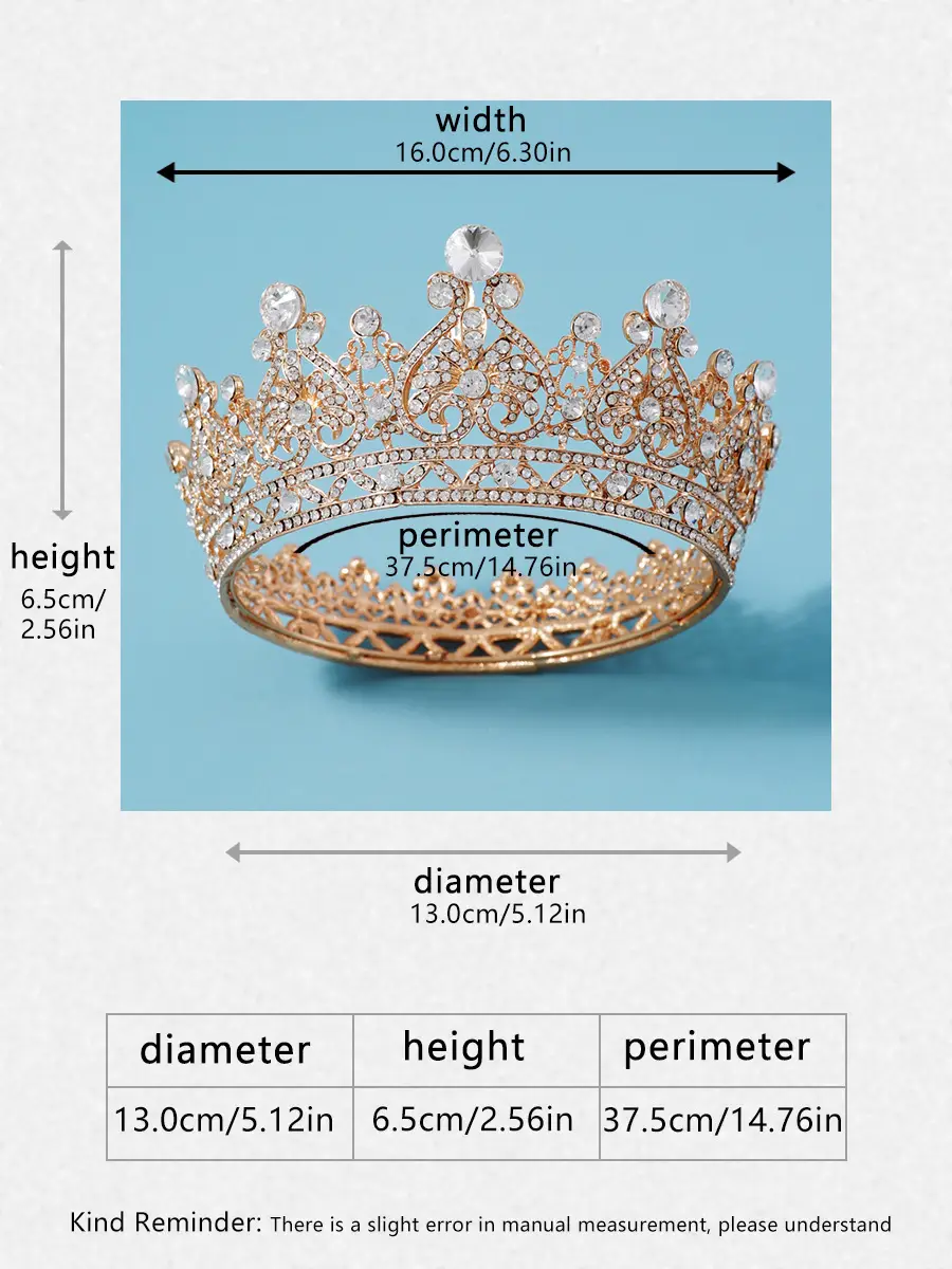 Crown Bride Headdress for Girls 18+ Crystal Gold Wedding Crown — feature 4
