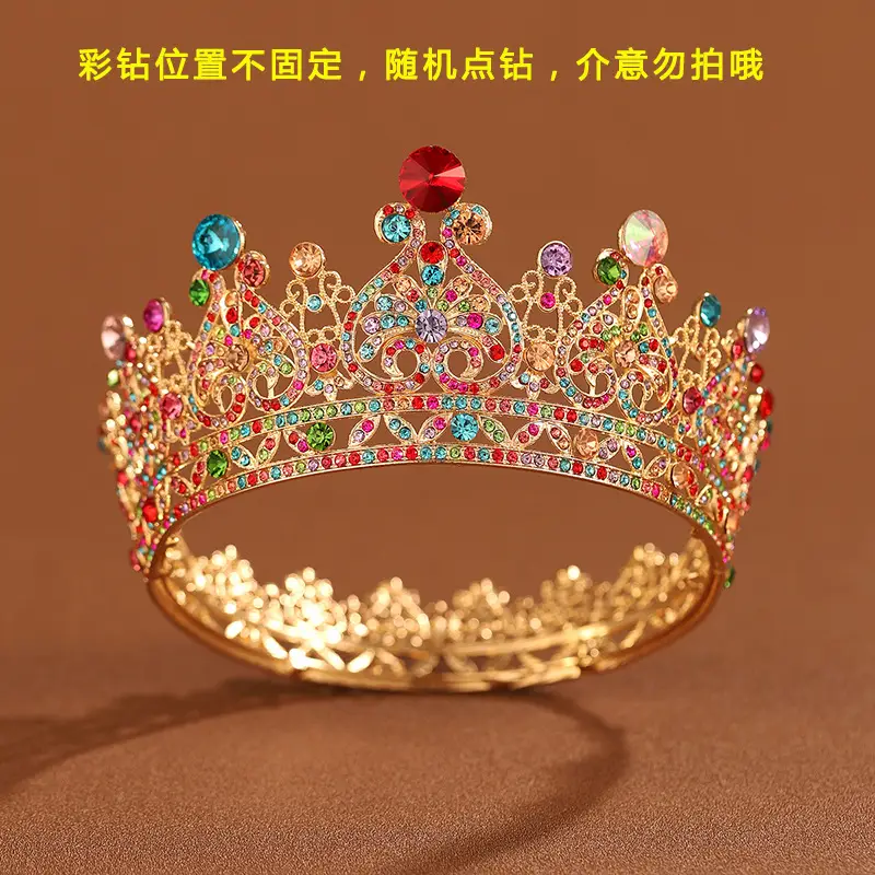 Crown Bride Headdress for Girls 18+ Crystal Gold Wedding Crown - Image 3