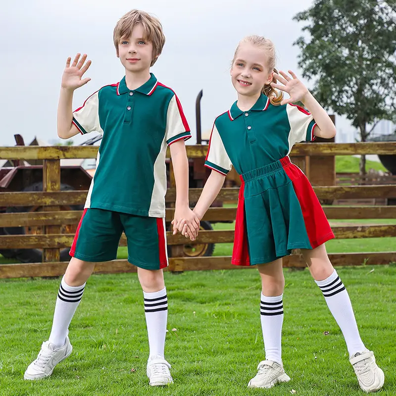 Red Green Cotton Skirt for Girls School Uniform - Image 5