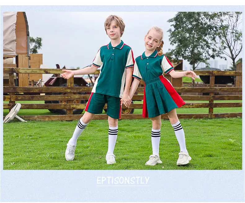 Red Green Cotton Skirt for Girls School Uniform — feature 13