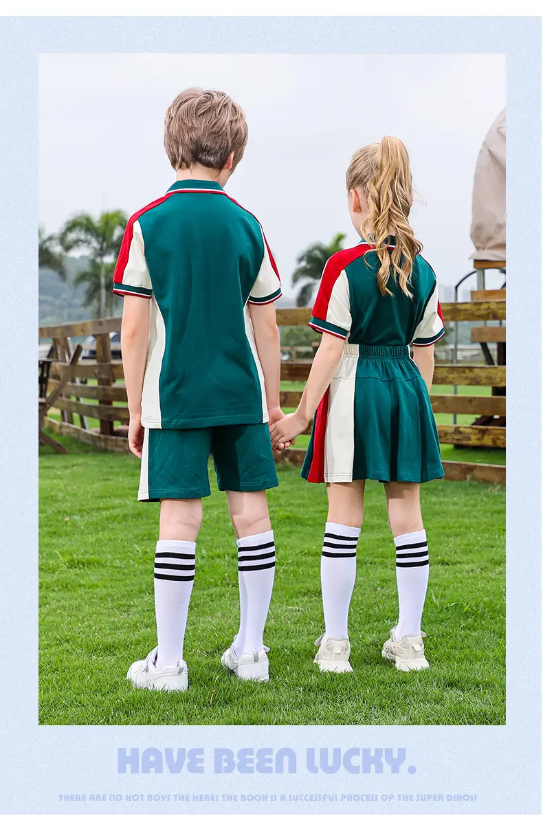 Red Green Cotton Skirt for Girls School Uniform — feature 18