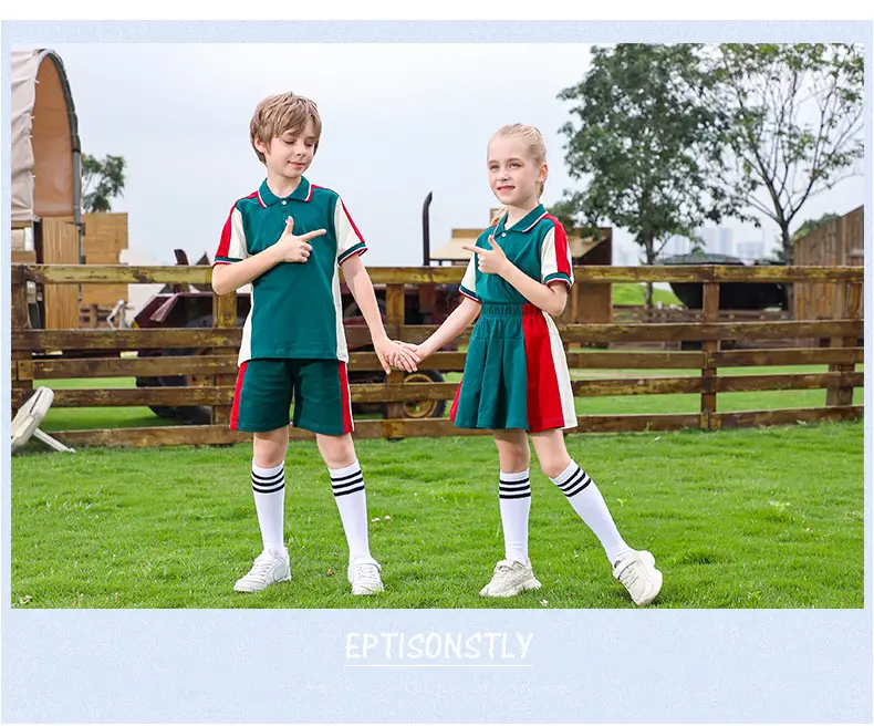 Red Green Cotton Skirt for Girls School Uniform — feature 19
