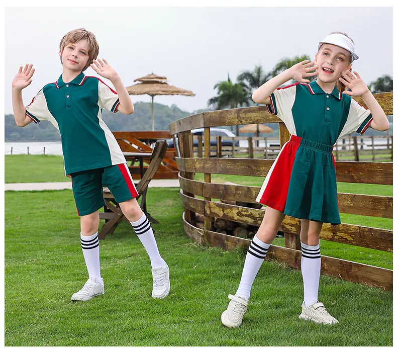 Red Green Cotton Skirt for Girls School Uniform — feature 20