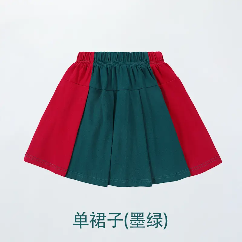 Red Green Cotton Skirt for Girls School Uniform - Image 3