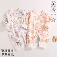 Baby Conjoined Rabbit Cotton Monk Baby Suit White Blue — feature 19