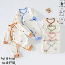 Baby Conjoined Rabbit Cotton Monk Baby Suit White Blue — feature 3