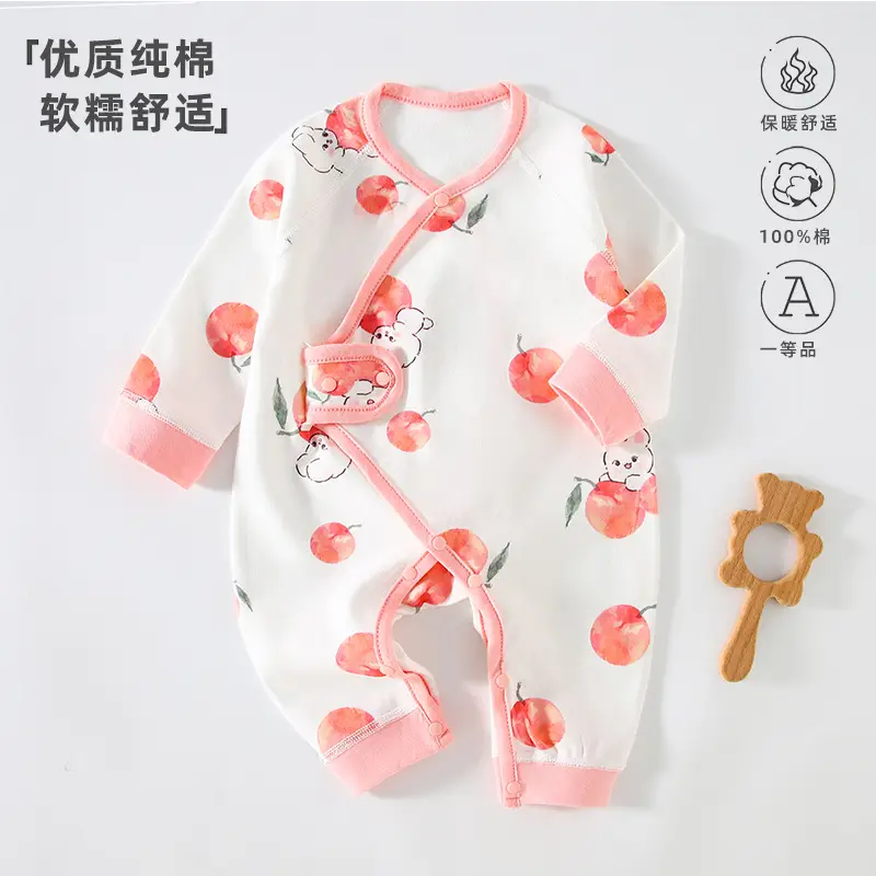 Baby Conjoined Rabbit Cotton Monk Baby Suit White Blue - Image 5