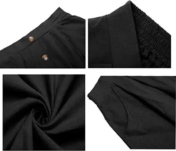 Black Button Front A-Line Midi Skirt for Women — feature 9