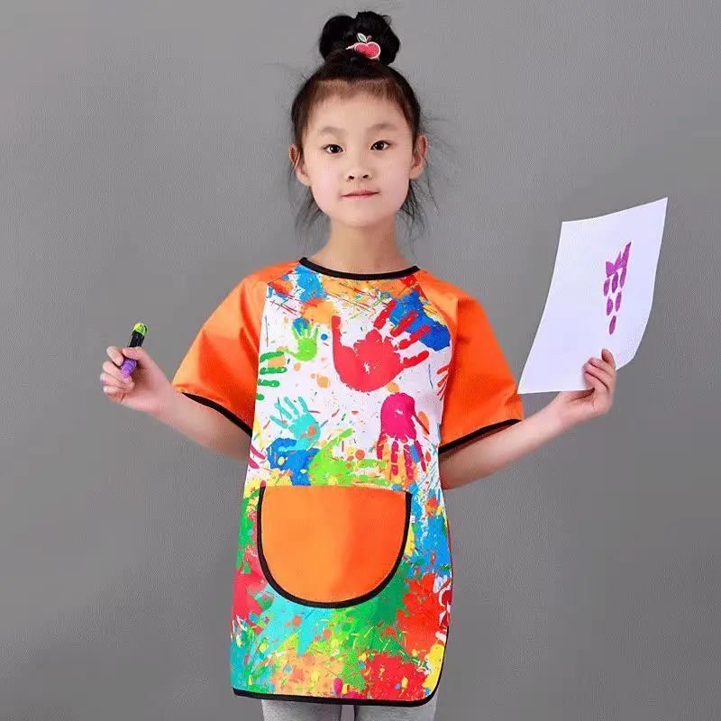 Kids Oil Painting Apron Waterproof Anti-Dressing Kindergarten Dining Set - Image 11