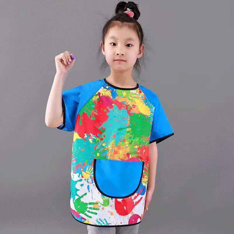 Kids Oil Painting Apron Waterproof Anti-Dressing Kindergarten Dining Set - Image 12