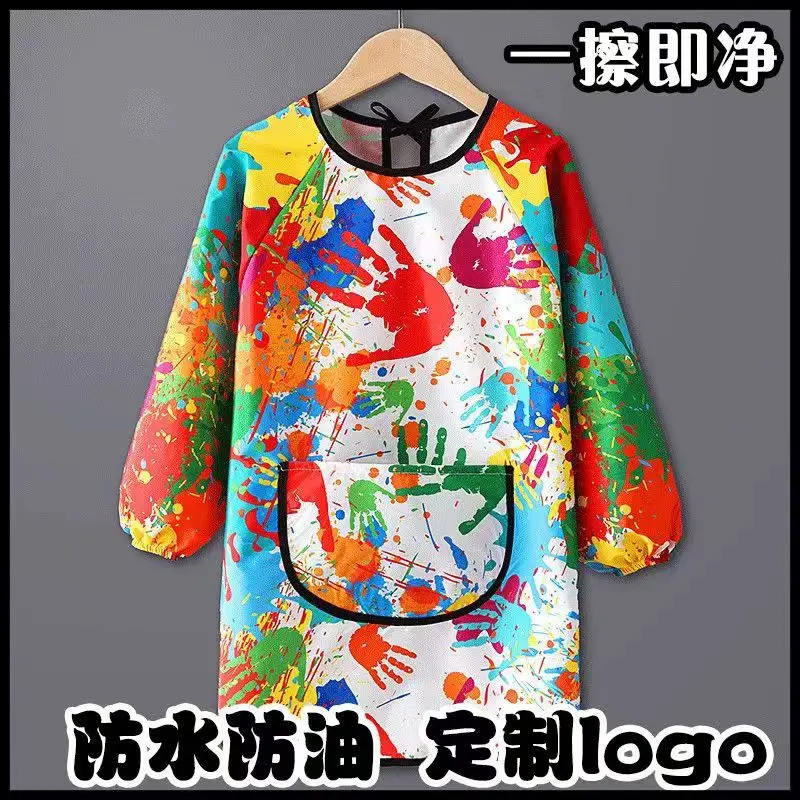 Kids Oil Painting Apron Waterproof Anti-Dressing Kindergarten Dining Set - Image 4