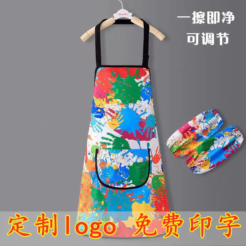 Kids Oil Painting Apron Waterproof Anti-Dressing Kindergarten Dining Set - Image 5