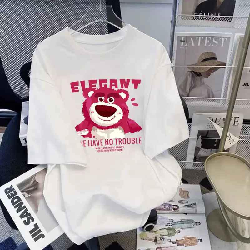 Women White Printed T-Shirt Casual Chinese Style - Image 3