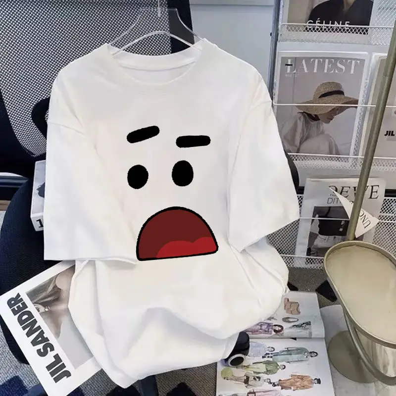 Women White Printed T-Shirt Casual Chinese Style - Image 7