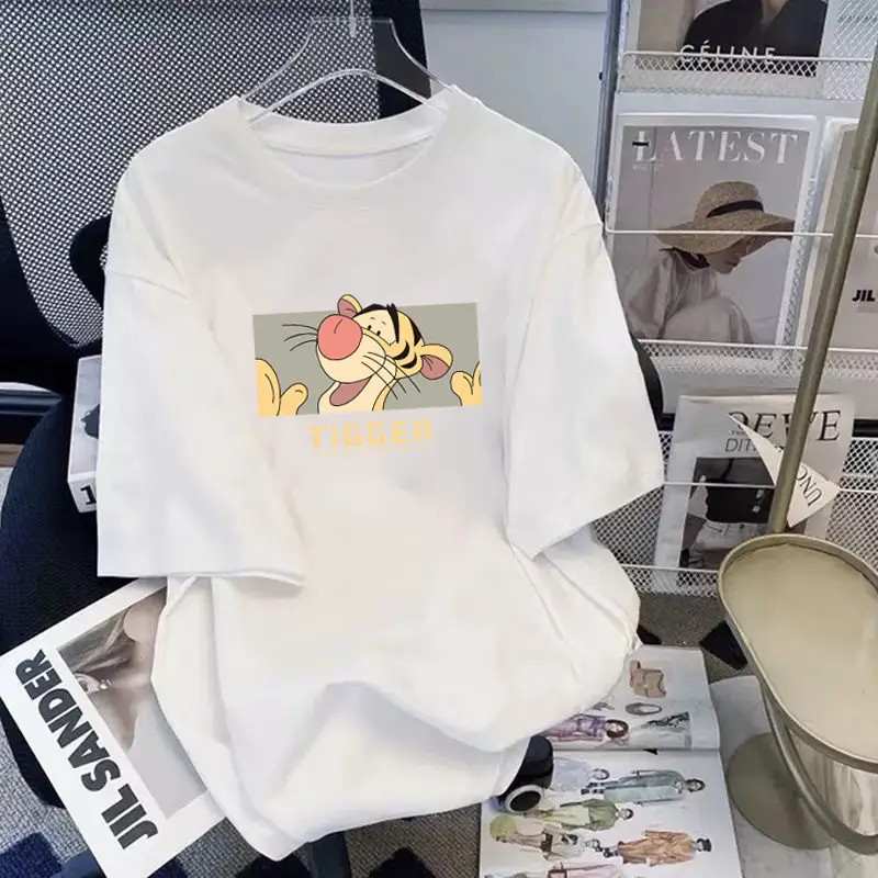 Women White Printed T-Shirt Casual Chinese Style - Image 9