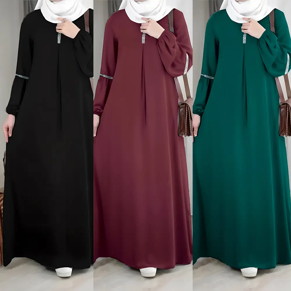 Green Long Sleeve Abaya Dress for Women - Image 10