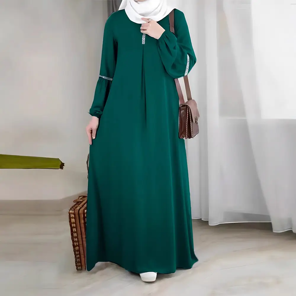 Green Long Sleeve Abaya Dress for Women - Image 8