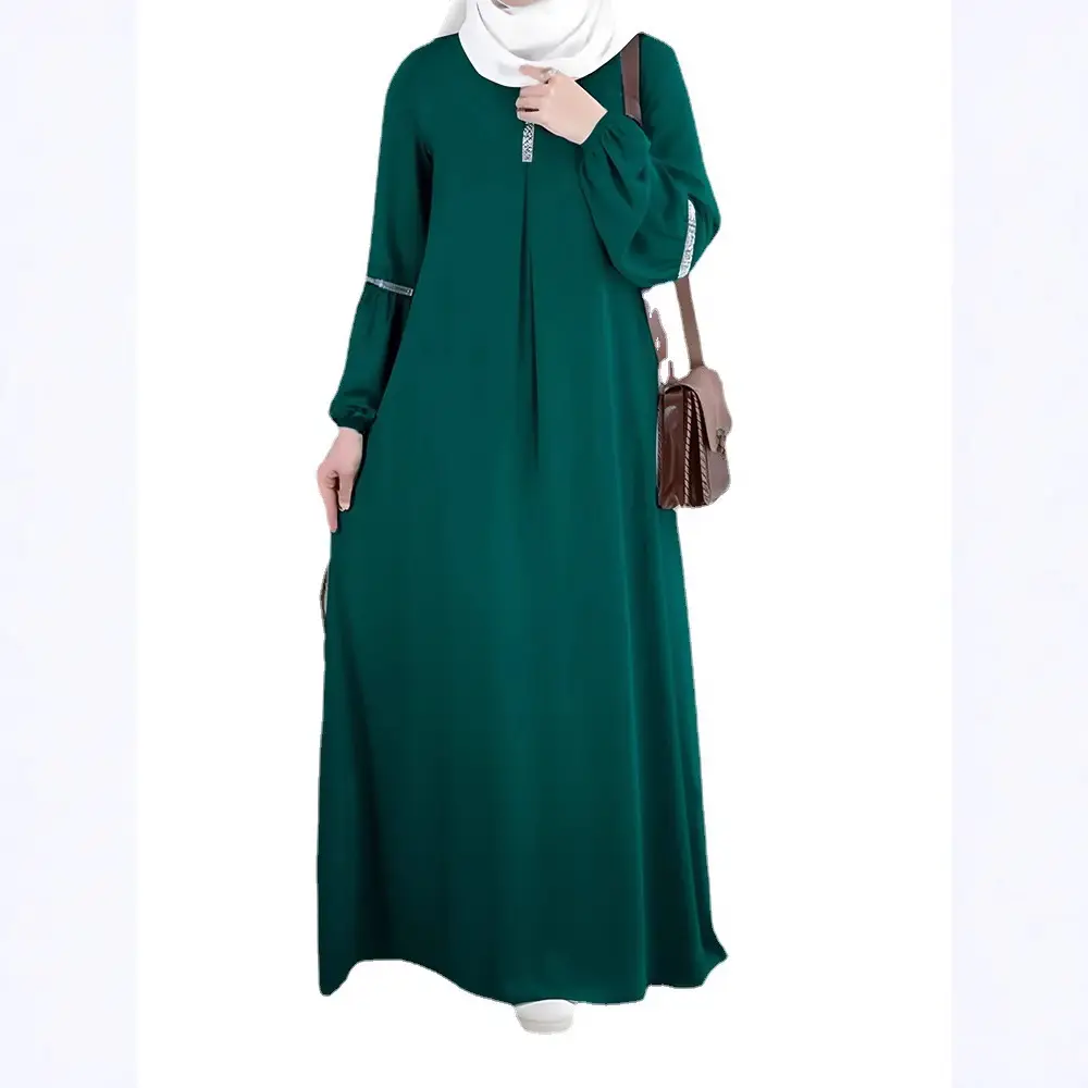 Green Long Sleeve Abaya Dress for Women - Image 9