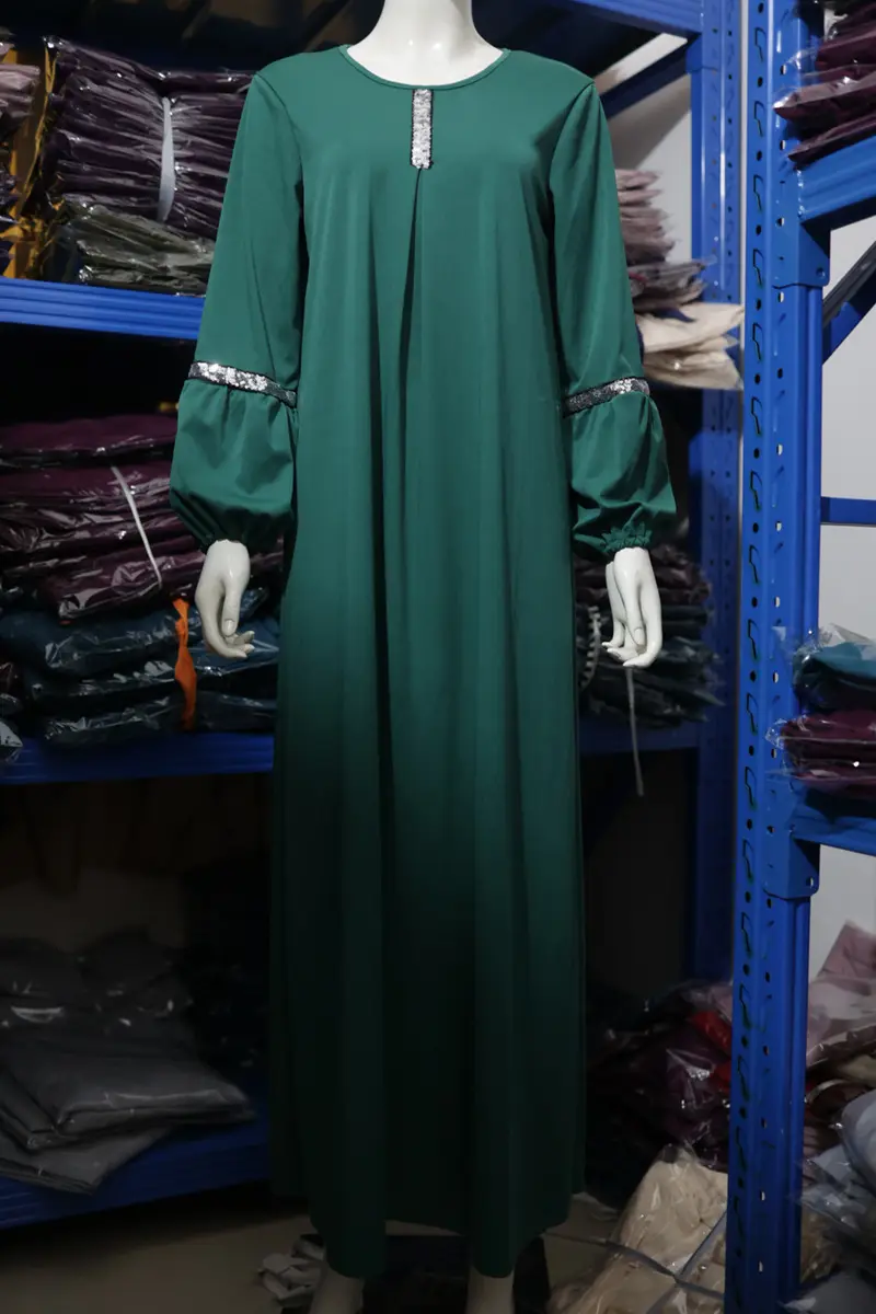 Green Long Sleeve Abaya Dress for Women — feature 3
