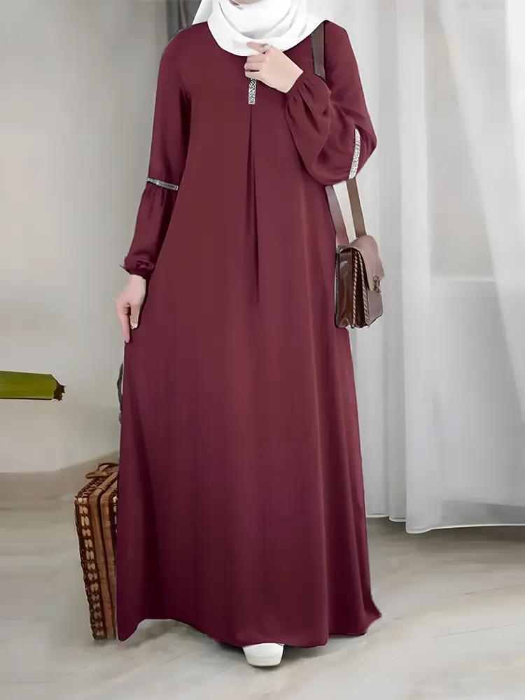 Green Long Sleeve Abaya Dress for Women - Image 2