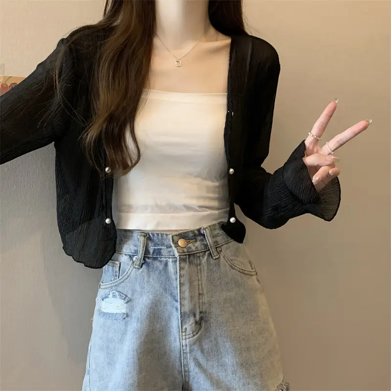 Women Long Sleeve Chiffon Shawl Summer Cardigan Outerwear - Image 2