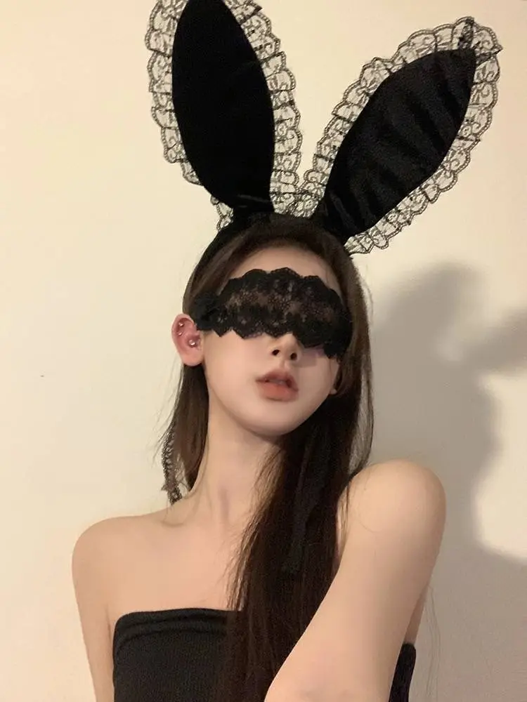 Black Lace Eye Mask Hair Band for Halloween — feature 1