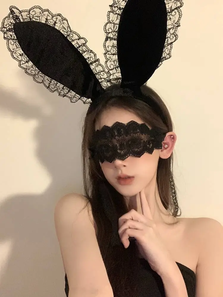 Black Lace Eye Mask Hair Band for Halloween — feature 2