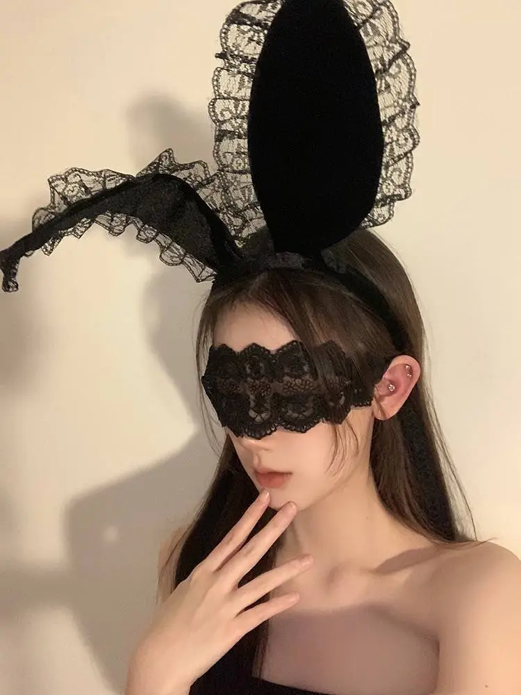 Black Lace Eye Mask Hair Band for Halloween — feature 3