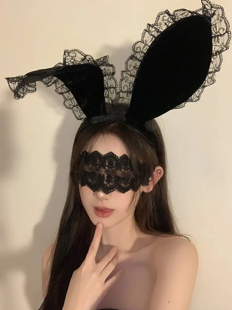 Black Lace Eye Mask Hair Band for Halloween — feature 4