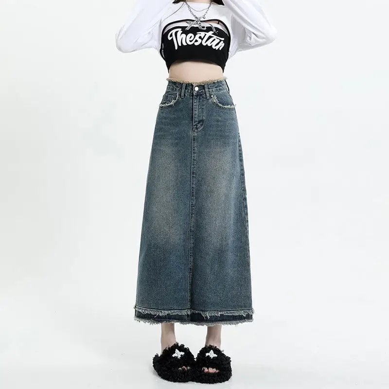 Denim A-Line Skirt Women Summer High Waist - Image 4