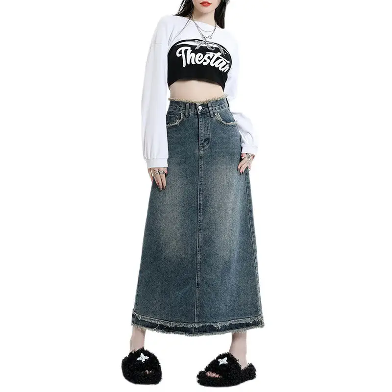 Denim A-Line Skirt Women Summer High Waist - Image 6
